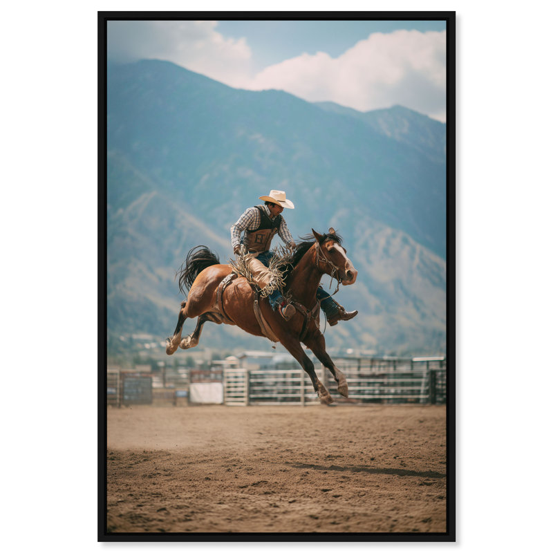 Bronc Rider Print by Oliver Gal, 37" H x 25" W, Black Floater Frame