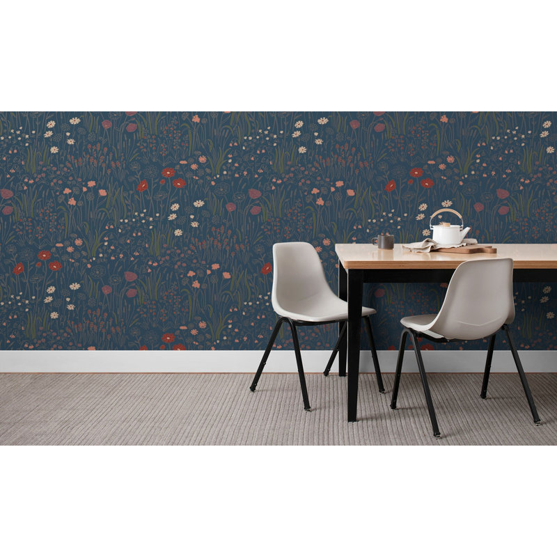 Alpine Garden Papier peint multicolore | Traditionnel / rouleau - 27 po x 30 pi, Minuit minuit