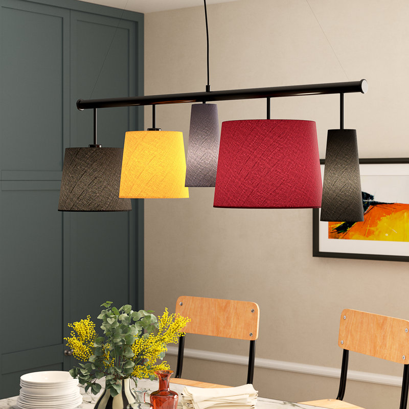 Parecchi 5 - Light Beige Kitchen Island Pendant, Red/Yellow/Brown