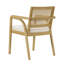 Chaises de salle à manger rembourrées Kelric Japandi avec structure en bois d'hévéa et dossier en rotin naturel pour salle à manger-134780406-134780408