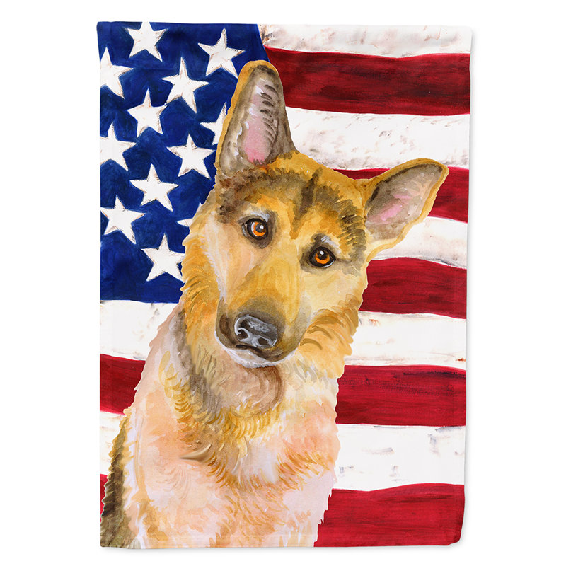 2 côtés en polyester de 2 côtés american drapeau de jardin, Berger allemand noir