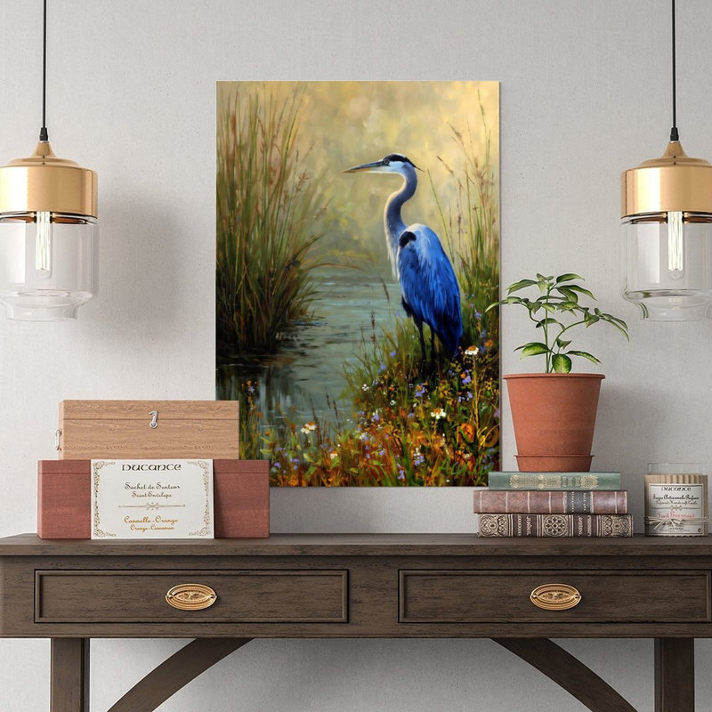 Reproduction d'art sur toile, héron bleu dans le marais, 16 x 24 po