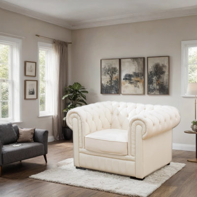 49" Chesterfield-Inspired Tufted Armchair – Classic Elegance Meets Modern Comfort, Genuine Leather