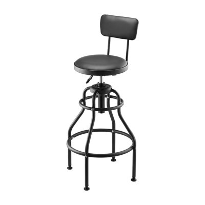 Tabouret de magasin à hauteur ajustable avec dossier, siège de garage pneumatique d'une capacité de 300 lb, tabouret de travail pivotant à 360 ° pour réparation et atelier, noir