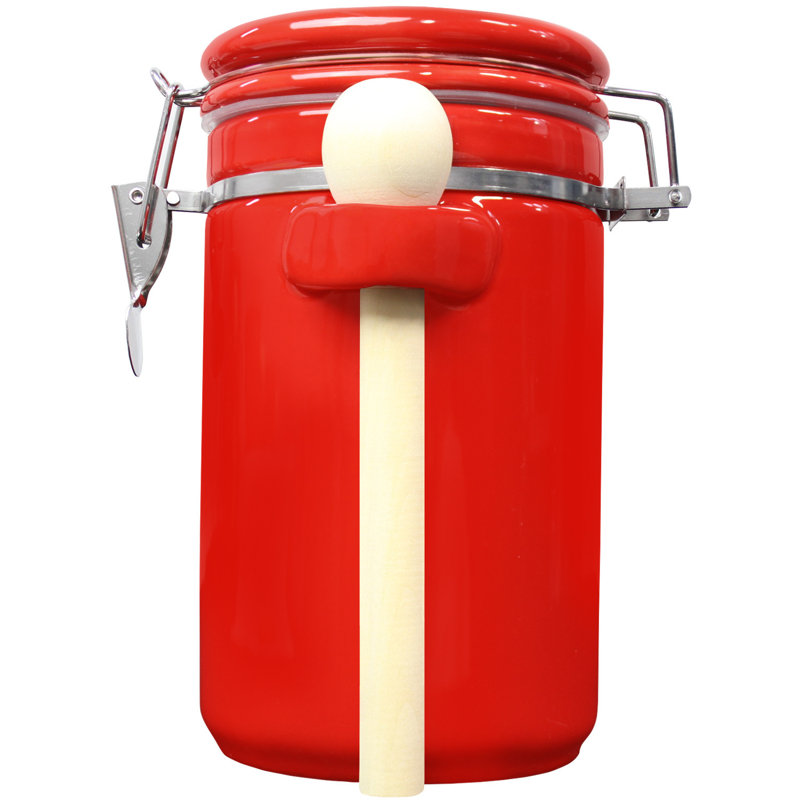 Pot de cuisine hermétique en céramique, H 6 po x l 4 po x P 4 po, Rouge