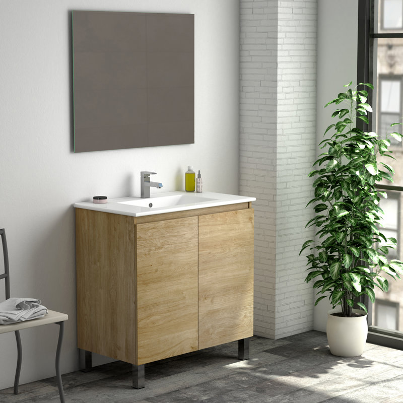Ensemble de meuble-lavabo simple 35 po Roiguez Sunset, Chêne