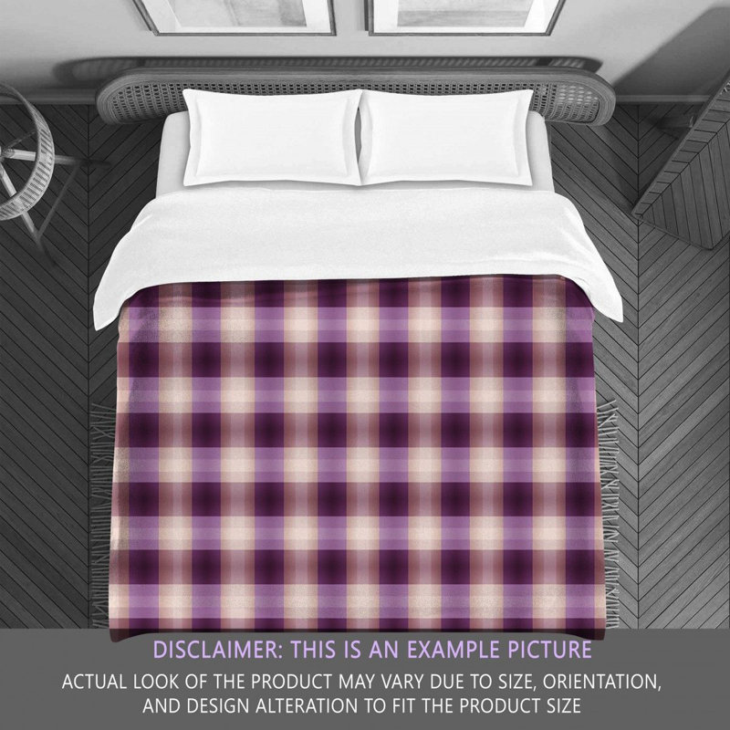 Gingham Comforter, Twin Comforter, Brown/Purple