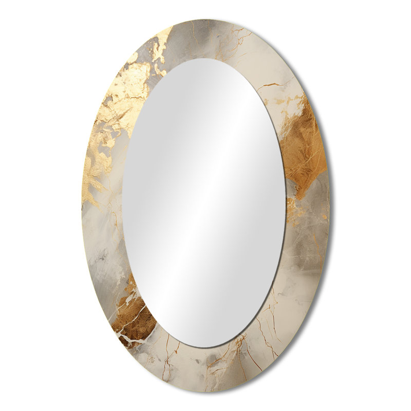 Miroir mural moderne beige et or Lightning III, 36 po x 24 po
