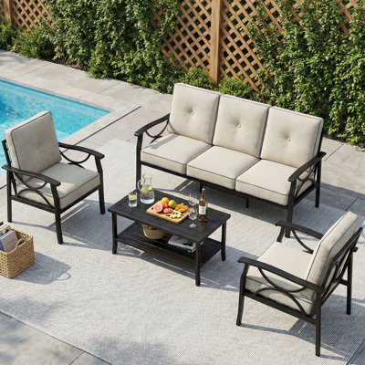 Brandtley 4 Piece Sofa Seating Group with Cushions