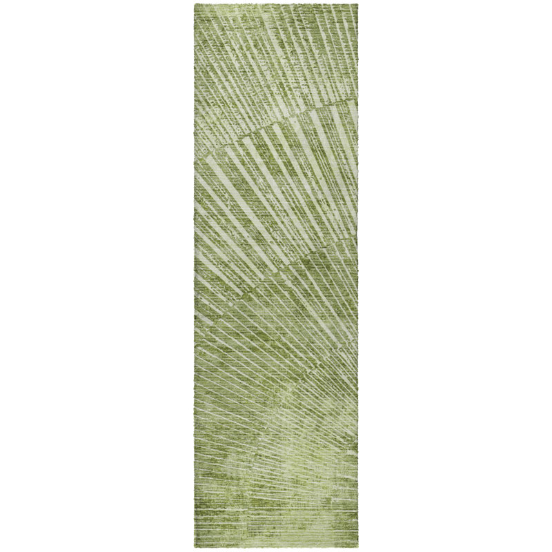 Premium Machine Washable Dream Shag ADS542 Fan-Like Rug, 2'3" x 7'6" Runner, Sage