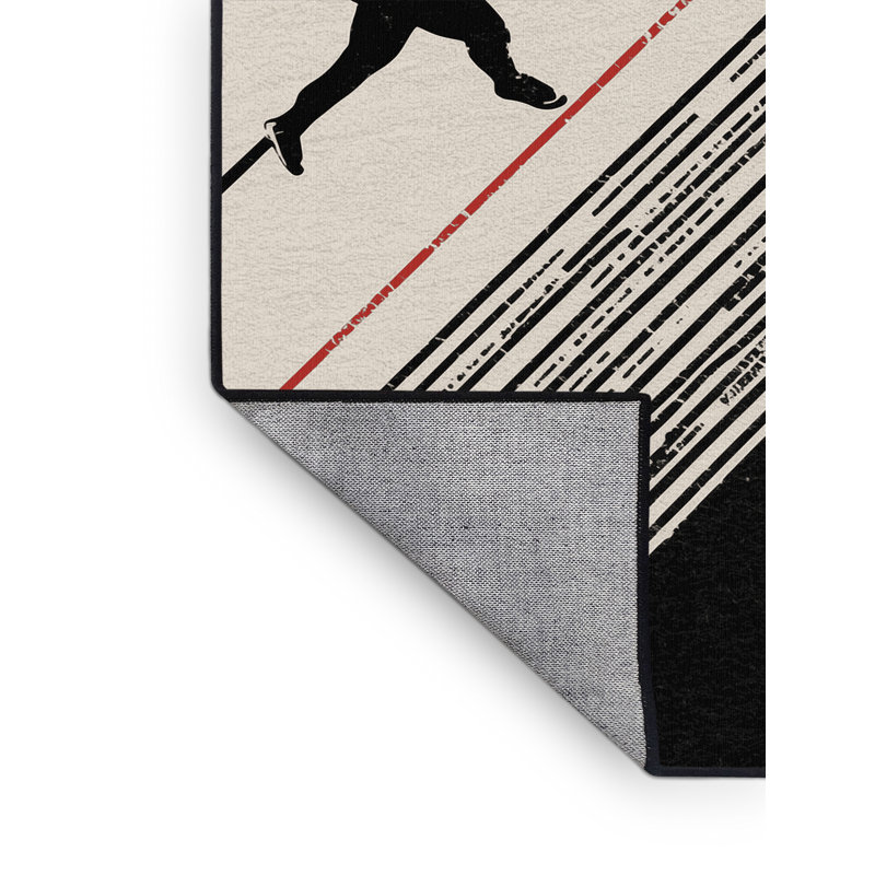 Machine Washable Cain Track Sprint Start Modern Striped Rug in Beige – Black Binding, 3x5