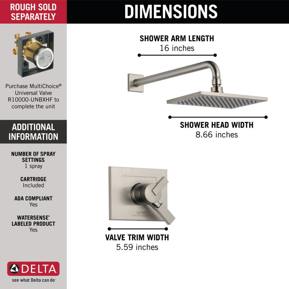 Vero 17 Series Shower Faucet, Stainless Steel
