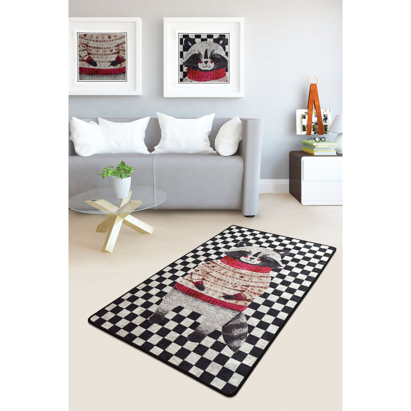 Stylish Area Rug - 100% Polyester, 27.6 x 47.2 inches | 4 mm Pile Height, 10 mm Total Thickness | Antibacterial & Non-Slip Underside, Machine Washable | Perfect for Living Room, Bedroom & Office Decor