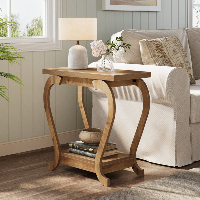 Side Table, Narrow End Table, Brown