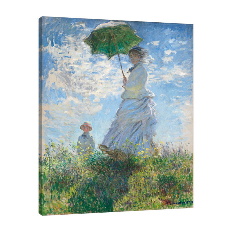 «Woman With A Parasol» par Claude Monet - reproduction d'art sur toile tendue, H 30 po x l 24 po x P 1,5 po