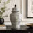 Loi Temple Jar with Lid, Black White Grid Pattern Ceramic, 17 Inch Decor