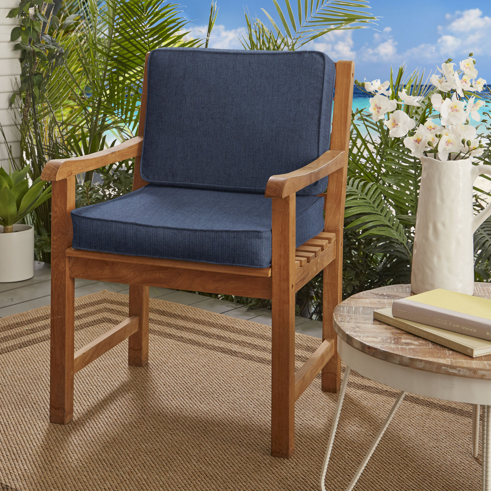 24" Sunbrella® Seat and Back Cushion, Spectrum Indigo Sunbrella® Plainweave, 23.5" W x 23" D, 5"