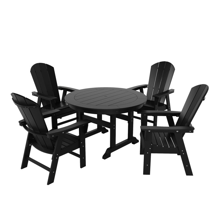 Laguna 4 - Person Patio Dining Set with Round Table, Black