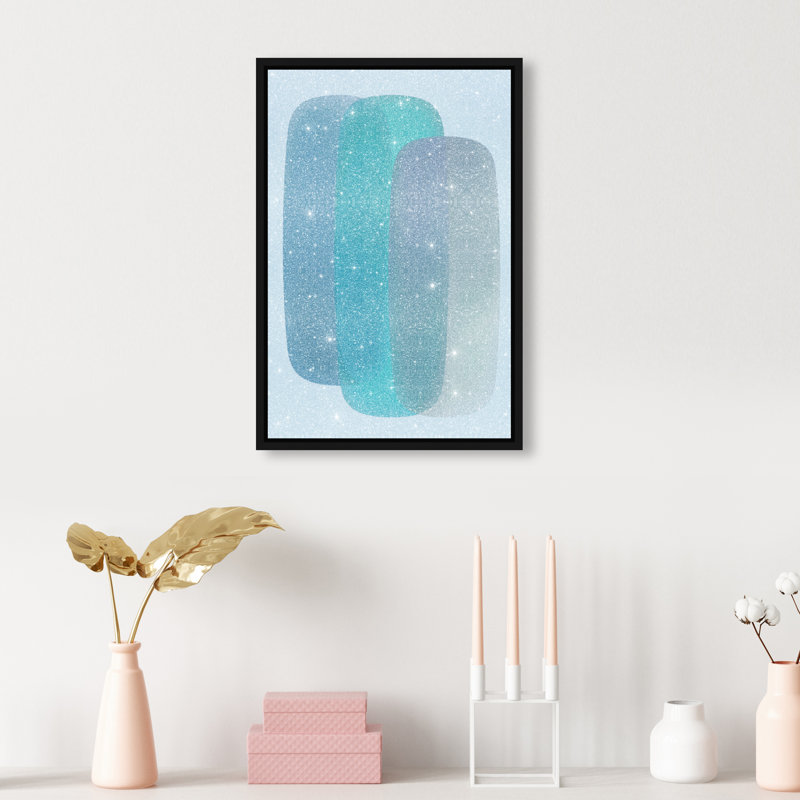 Teal Gradients Print by Oliver Gal, 55"H x 37"W, Black Floater Frame