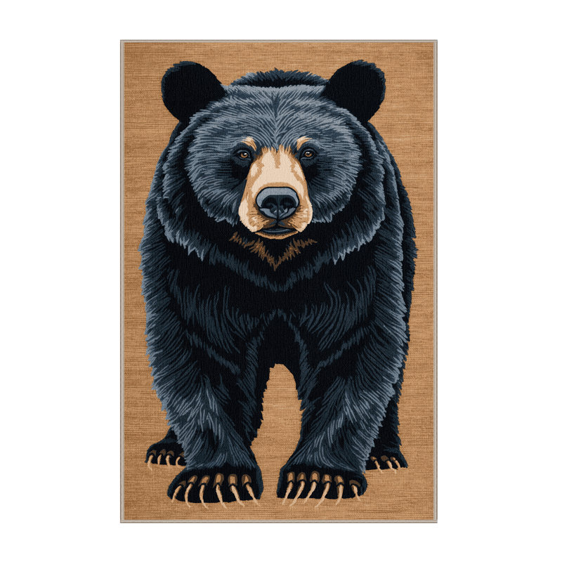 Washable American Black Bear Wildlife Area Rug, Rectangle 4' x 6'