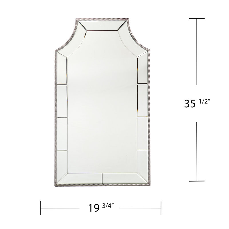 Miroir décoratif élégant - cadre biseauté peint en argent 20,02 po Profondeur x 35,12 po pour la décoration de la maison