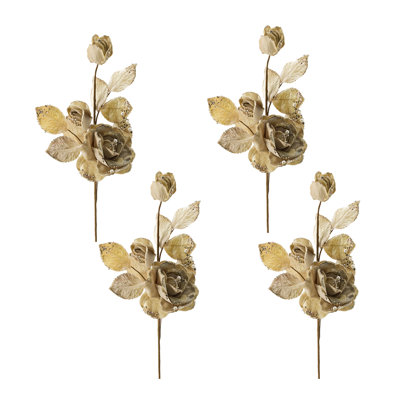 Tige de rose crème S / 4 6,5 x 3,5 x 18 po
