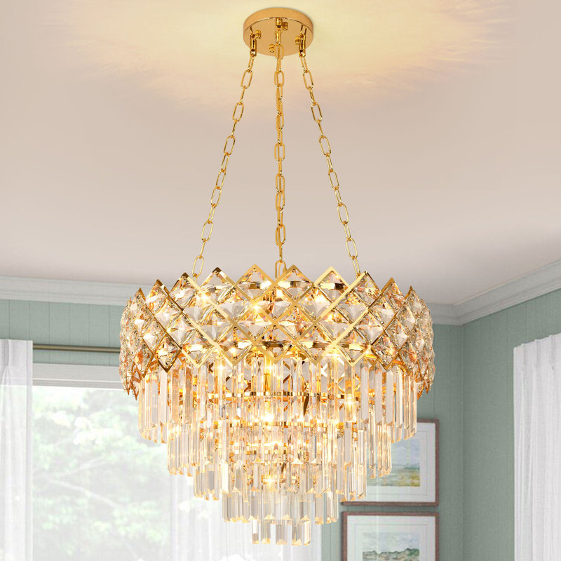 Shiron Dimmable Tiered Chandelier, 39.4'' H X 21.7'' W X 21.7'' D, 5, 11
