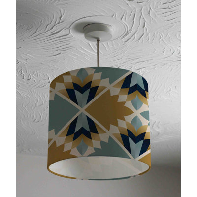 Cleopatra Fan Ethnic Pattern 22cm H Cotton Drum Pendant Shade ( Uno )