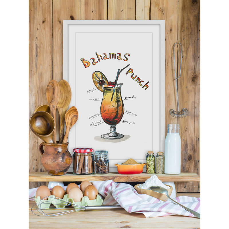 Bahamas Punch Recipe par Eyre Tarney - reproduction de cadre photo, H 18 po x l 12 po x P 1,5 po