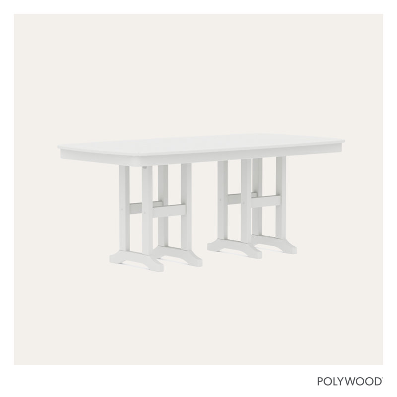 POLYWOOD Nautical Dining Table, White, 29" H x 71.5" L x 36.75" W