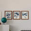 Bleu marine et feuilles de lin II - ensemble de 3 peintures sur toile encadrées-1524676192-1524676179
