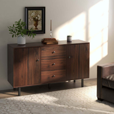 Sideboard Buffet Cabinet, Kitchen Cabinet With 2 Cupboards, 3 Drawers And Adjustable Shelves, Coffee Bar Cabinet For Living Room, Entryway