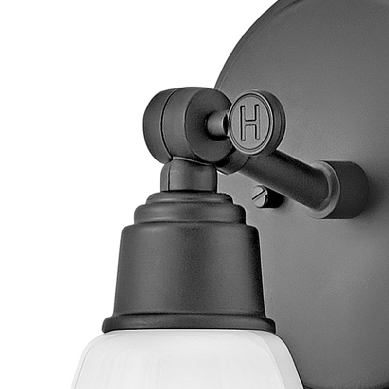 Arti 6-in Adjustable Single Light Bath Vanity with Cased Opal Shade, Black