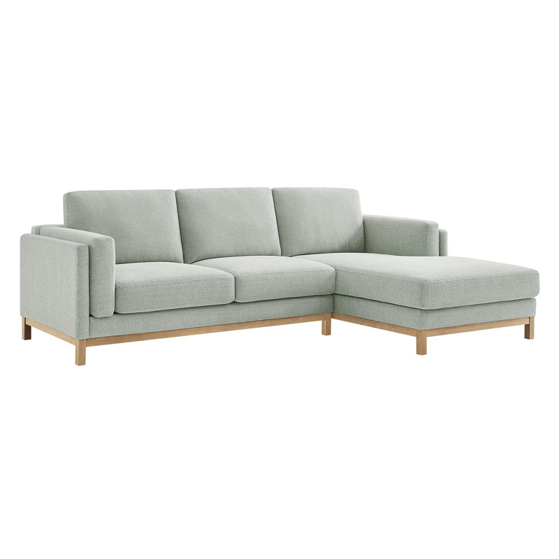 Canapé modulaire en tissu avec méridienne Roscoe, Tissu brume, Orienté à droite