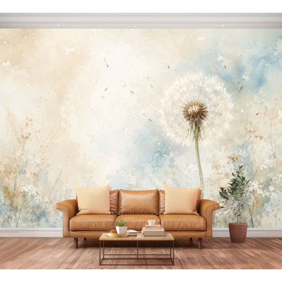 Wall Mural Peel and Stick Wallpaper Floral Watercolor Dandelion Abstract Botanical Dreamy Garden Self-Adhesive Removable Contact Paper Wall Decor for Living Room Bedroom 100"H x 144"W