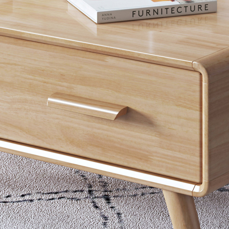 Ensemble de table de salon et de table basse en bois d'hévéa durable 2 pièces