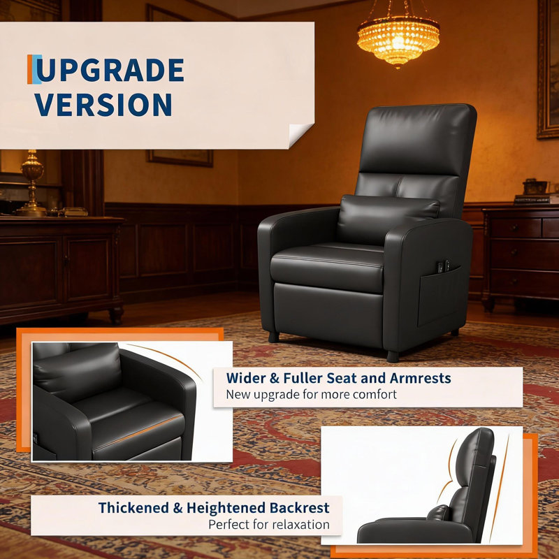 Fauteuil inclinable électrique avec siège rembourré, Noir