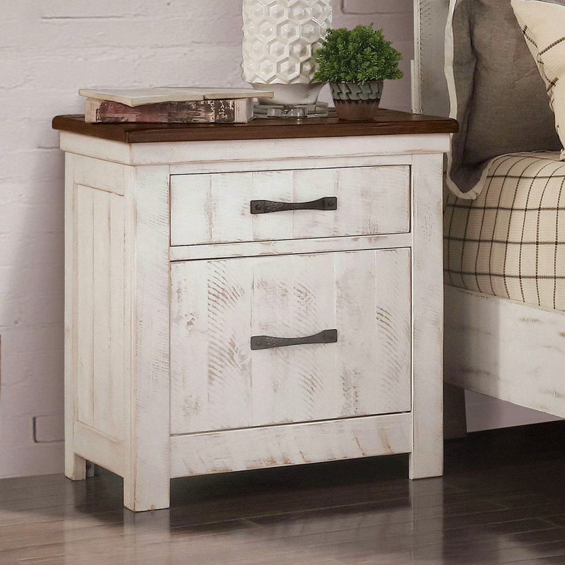Table de chevet en bois massif de style transitionnel 1Pc