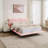 Upholstered Floating Bed Frame With LED Lights Pu Leather Platform Bed With Button-Tufted Headboard Easy Assembly No Box Spring Needed-2066067028