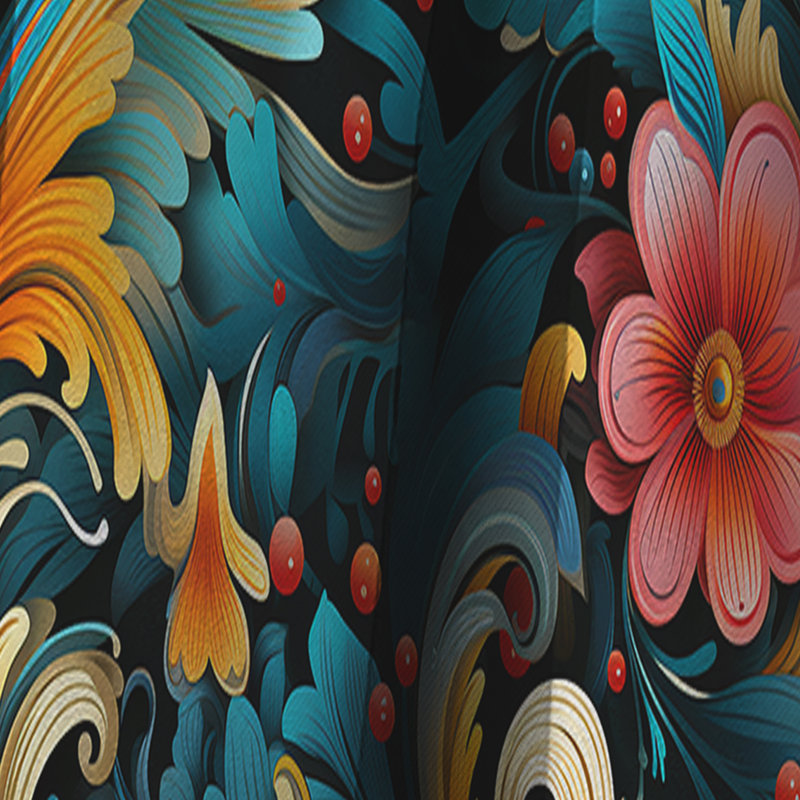 Rideau à motif cachemire rétro Fusion - motif floral - 1 panneau, L 52 po x L 90 po