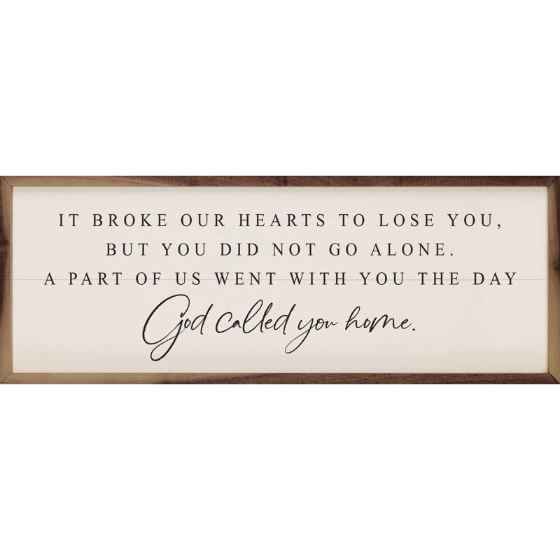 «God Called You Home» blanc, impression sur bois, H 36 po x l 12 po x P 1,5 po