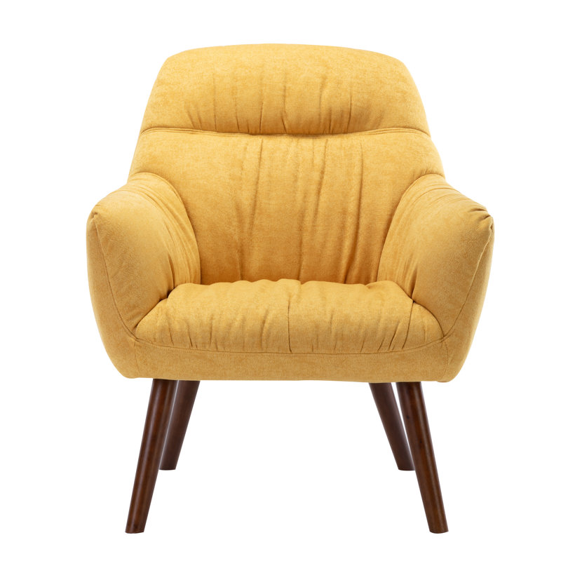 30.31" Wide Stitch-Tufted Linen Blend Upholstered Armchair, Yellow