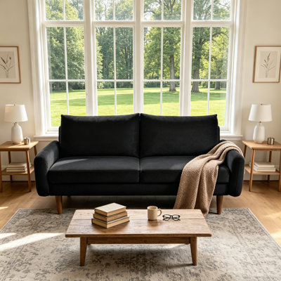 58" European Modern Velvet Loveseat with Tapered Legs & Square Arms, 2-Seater Couch with Ergonomic Thick Cushions for Living Room, Apartment, Office