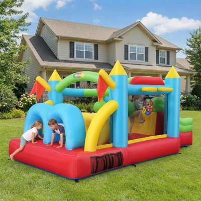 Bounce House For Big Kids 8-12 3-6, 15.3X 8.8Ft Inflatable Obstacle Course Bounce House W/ 550W Blower, Crawl Tunnels, Double Slides