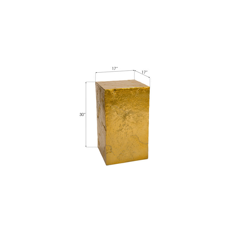 Outdoor Pedestal Sculpture, 29" H x 17" W x 17" D, Liquid Gold