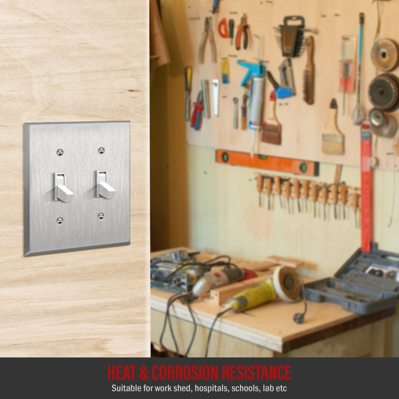 Standard 2-Gang Stainless Steel Toggle Wall Plate