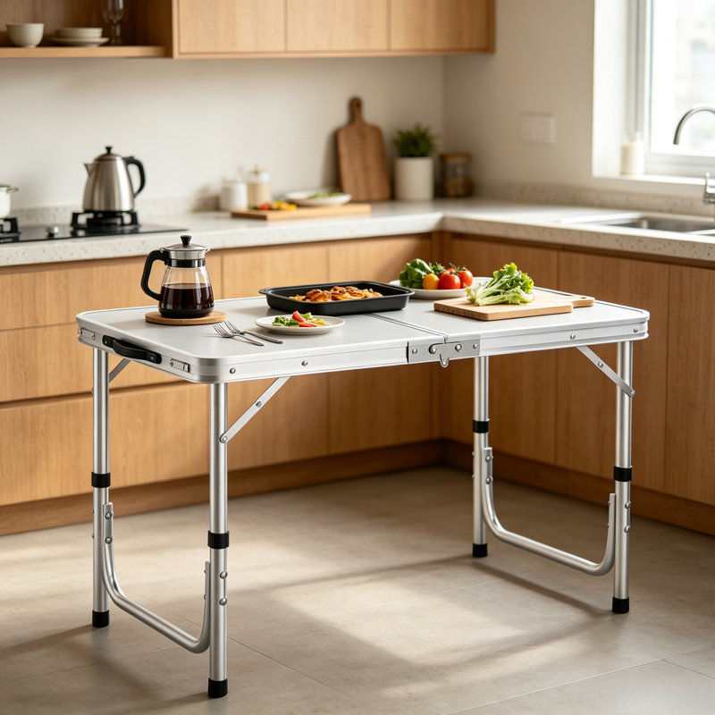 Table pliante en aluminium réglable en hauteur 13 x 10 pouces, table utilitaire pliable et portable robuste pour le camping, les pique-niques et une utilisation intérieure et extérieure