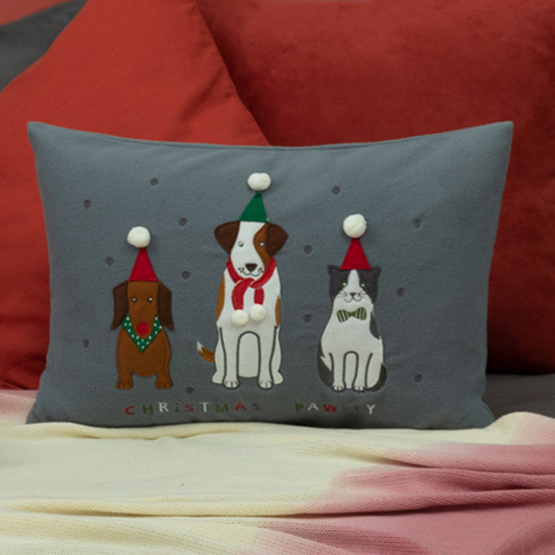 Housse de coussin décoratif de Noël 14 x 20 po, Gris