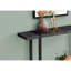 Table d'appoint rectangulaire pour chambre à coucher - Finition d'aspect bois récupéré noir, tablette fixe, console de salon et d'entrée moderne en métal, plateau de table large avec design