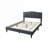 Curved Silhouette Upholstered Queen Platform Bed, Charcoal Burlap With Nailhead Trim, No Box Spring Required For Bedroom